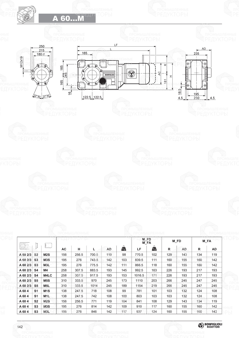 Мотор-редуктор Bonfiglioli A 60 Bonfiglioli A 60